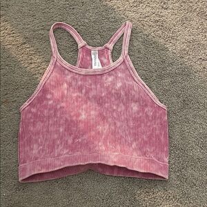 Zara Washed Pink Ribbed Racerback Crop Top